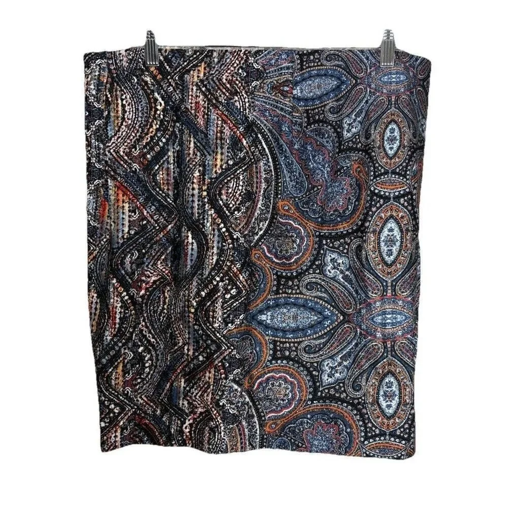 J.Jill Ponte Pencil Skirt Womens Size Large Paisley Straight Pull On Stretch